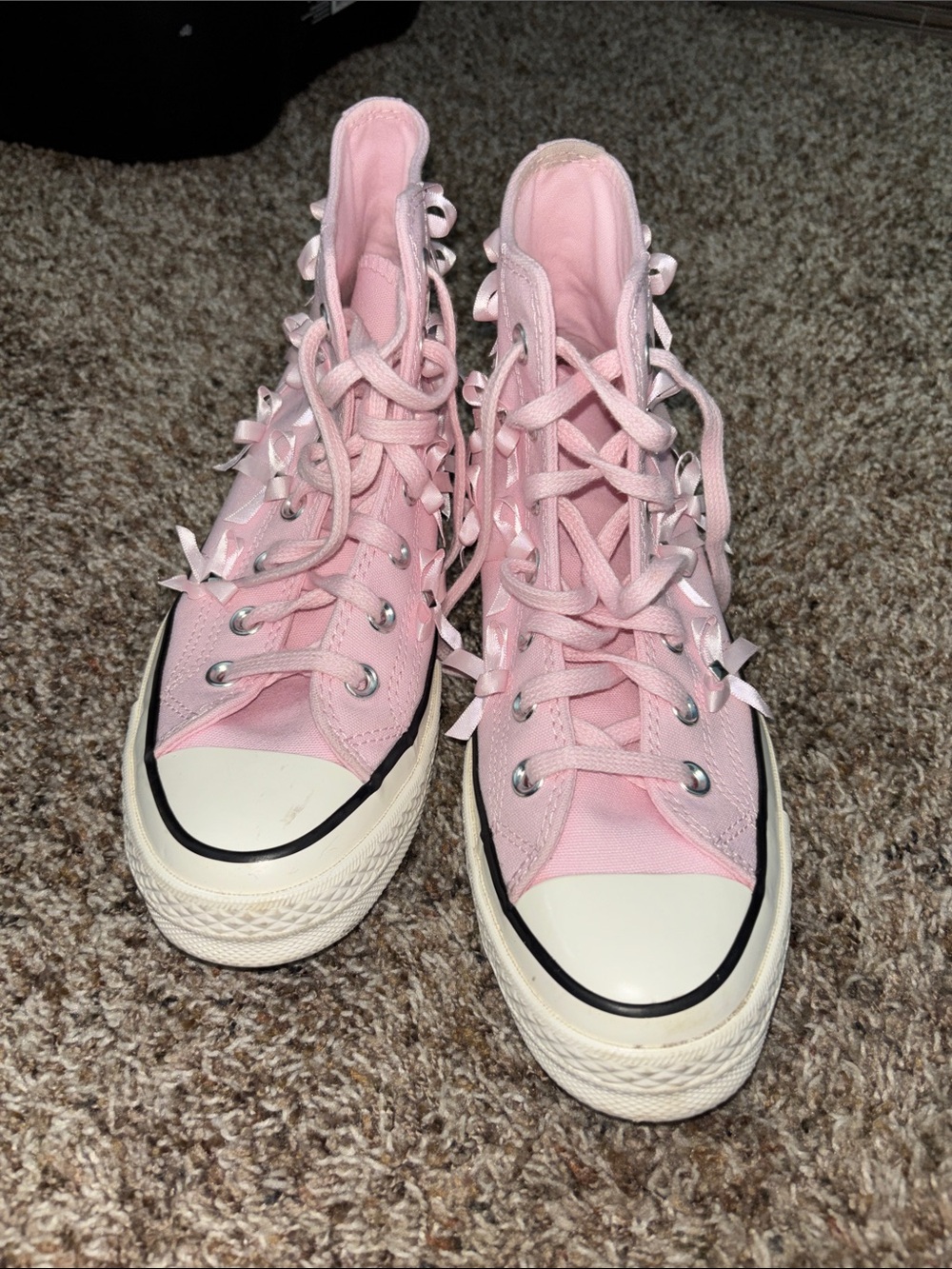 Pink High-Top Ribbon Accent Converse - Picture 2 of 5